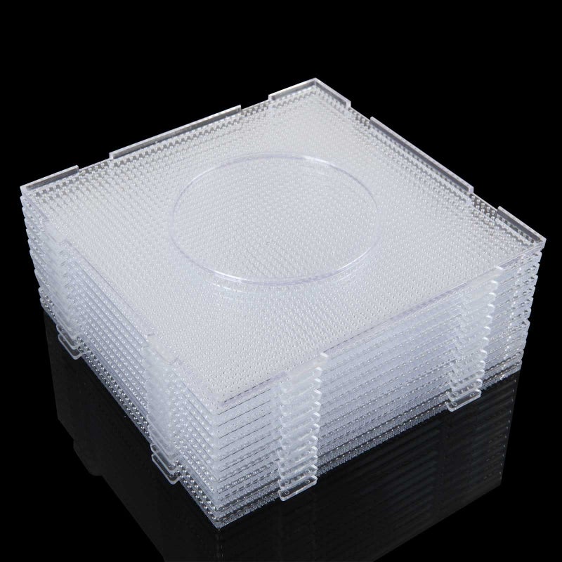 Ziqi 12PCS Mini Fuse Beads Pegboards  2.6mm Plastic Perler Bead Pegboard  Square Fuse Beads Board  Large Clear Perler Bead Pegboard Work for 2.6MM Mini Fuse Beads  Craft Beads-5.3 x 5.3 Inch - Image 1
